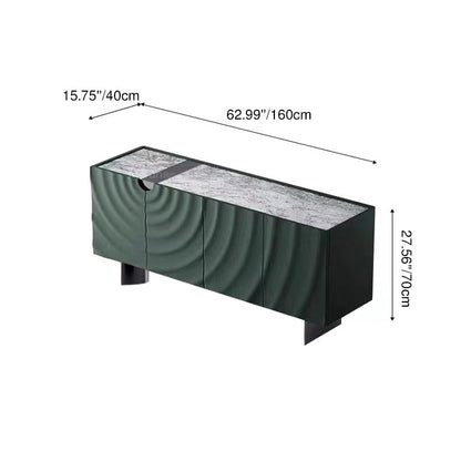 Modern Minimalist Rectangular Medium Density Fiberboard Stainless Steel Stone Slab Side Table 4-Drawer For Living Room