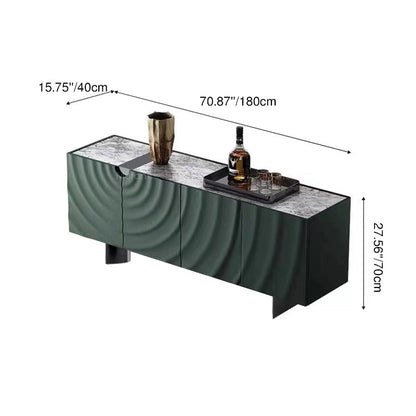 Modern Minimalist Rectangular Medium Density Fiberboard Stainless Steel Stone Slab Side Table 4-Drawer For Living Room