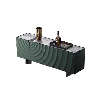 Modern Minimalist Rectangular Medium Density Fiberboard Stainless Steel Stone Slab Side Table 4-Drawer For Living Room