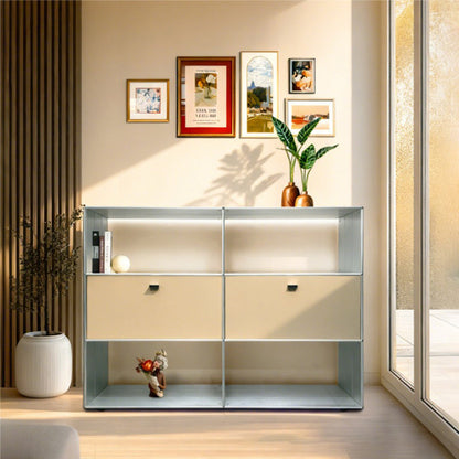 Modern Minimalist Rectangular Stainless Steel Acrylic Side Table 4-Tier For Living Room