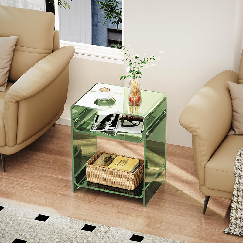 Modern Minimalist Rectangular Acrylic Nightstand 3-Tier For Bedroom