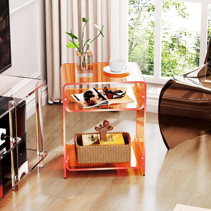 Modern Minimalist Rectangular Acrylic Nightstand 3-Tier For Bedroom