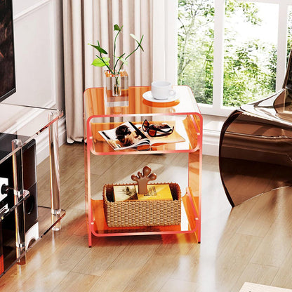 Modern Minimalist Rectangular Acrylic Nightstand 3-Tier For Bedroom