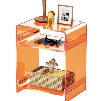 Modern Minimalist Rectangular Acrylic Nightstand 3-Tier For Bedroom