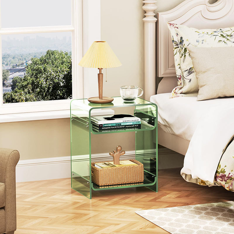 Modern Minimalist Rectangular Acrylic Nightstand 3-Tier For Bedroom