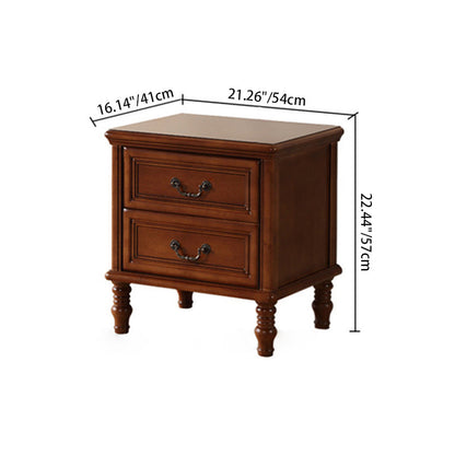 Modern Minimalist Rectangular Solid Wood Nightstand 2-Drawer For Bedroom