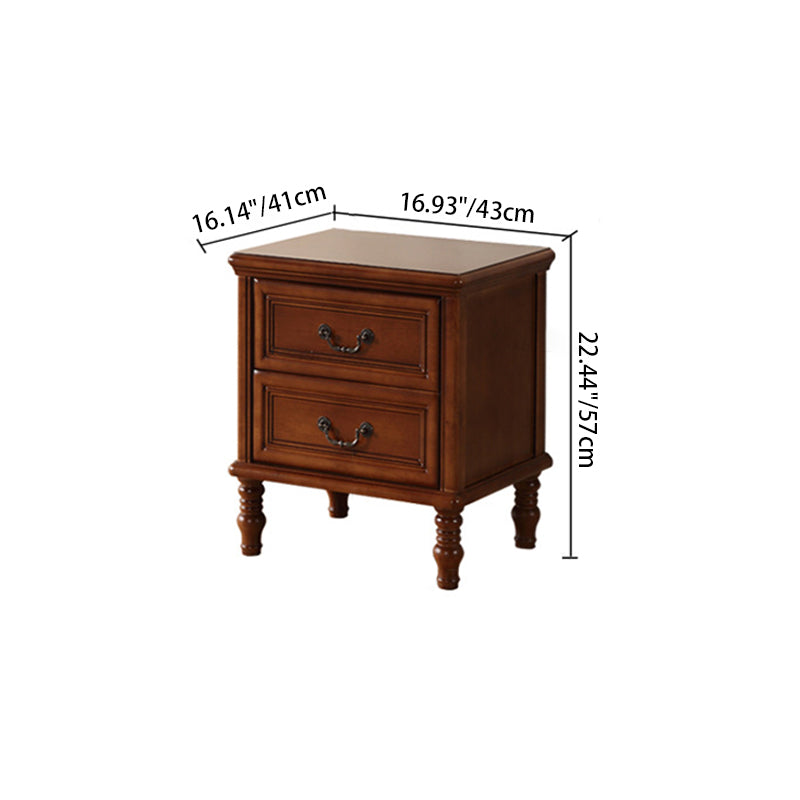 Modern Minimalist Rectangular Solid Wood Nightstand 2-Drawer For Bedroom