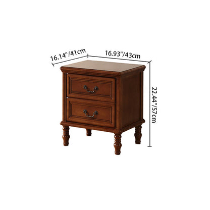 Modern Minimalist Rectangular Solid Wood Nightstand 2-Drawer For Bedroom