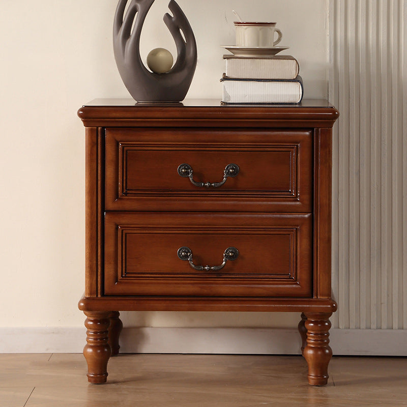 Modern Minimalist Rectangular Solid Wood Nightstand 2-Drawer For Bedroom