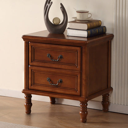 Modern Minimalist Rectangular Solid Wood Nightstand 2-Drawer For Bedroom