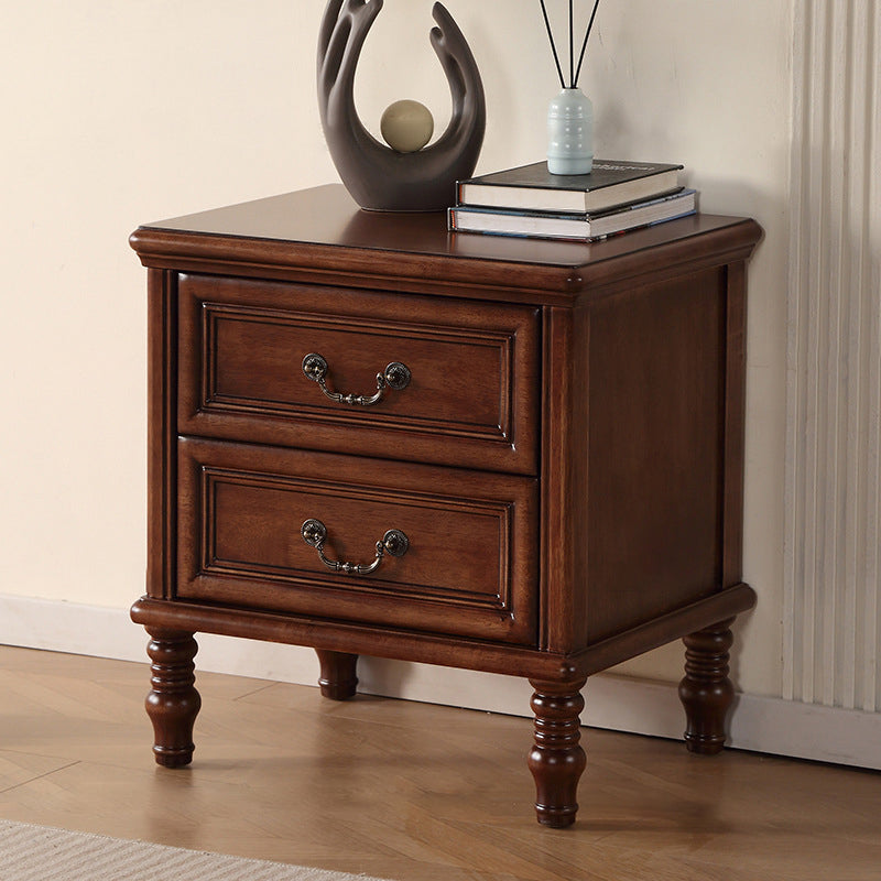 Modern Minimalist Rectangular Solid Wood Nightstand 2-Drawer For Bedroom
