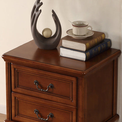 Modern Minimalist Rectangular Solid Wood Nightstand 2-Drawer For Bedroom