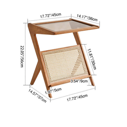 Contemporary Scandinavian Nan Bamboo Medium-Density Fiberboard Glass Side Table For Living Room
