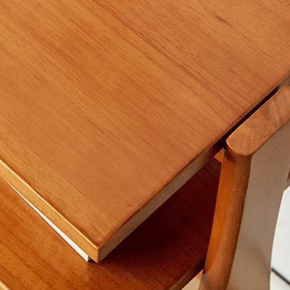 Traditional Vintage Rubberwood Solid Wood Side Table 2-Tier For Living Room