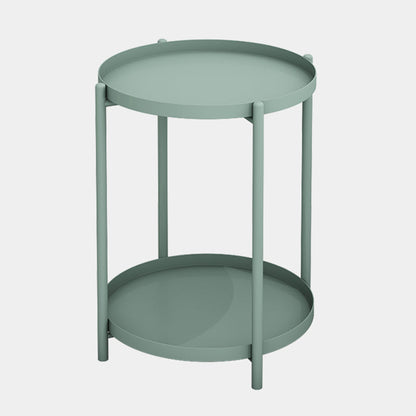 Contemporary Scandinavian Round Carbon Steel Side Table 1/2-Tier For Living Room