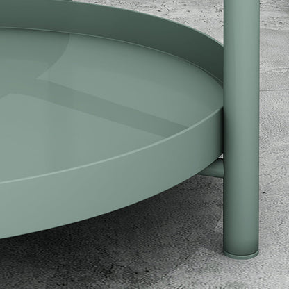 Contemporary Scandinavian Round Carbon Steel Side Table 1/2-Tier For Living Room
