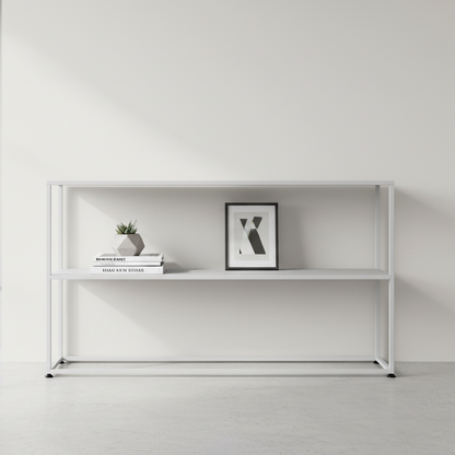 Modern Minimalist Rectangular Iron Bookshelf 2-Tier For Living Room