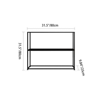 Modern Minimalist Rectangular Iron Bookshelf 2-Tier For Living Room