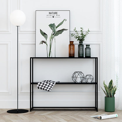 Modern Minimalist Rectangular Iron Bookshelf 2-Tier For Living Room