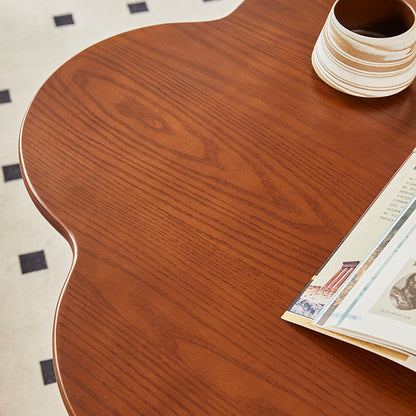 Traditional Vintage Floral-Shaped Ash Wood Plywood Acrylic Movable Coffee Table 1-Cabinet For Living Room