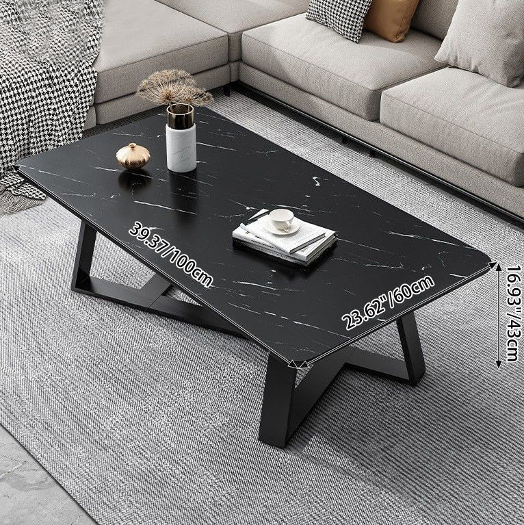 Contemporary Luxury Rectangular Medium-Density Fiberboard Carbon Steel Coffee Table For Living Room