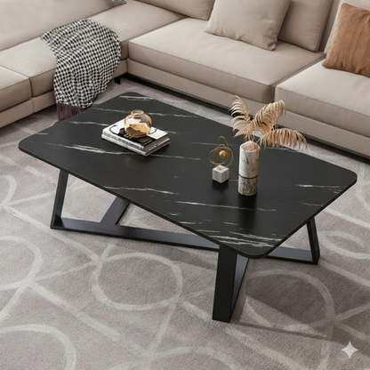 Contemporary Luxury Rectangular Medium-Density Fiberboard Carbon Steel Coffee Table For Living Room