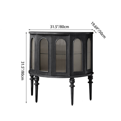 Traditional Vintage Semi-Circular Cherry Wood Plywood Acrylic Sideboard 1-Cabinet For Dining Room