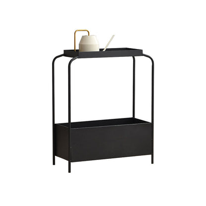 Modern Minimalist Rectangular Iron Side Table 1-Tier 1-Cabinet For Living Room
