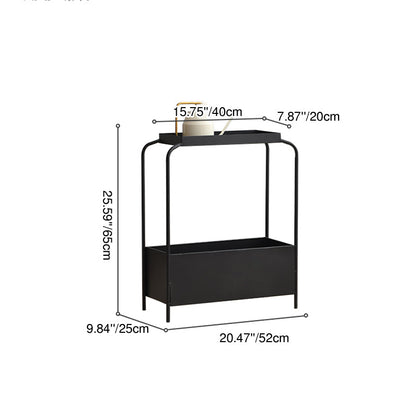 Modern Minimalist Rectangular Iron Side Table 1-Tier 1-Cabinet For Living Room