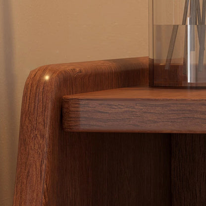Contemporary Scandinavian Rectangular Rubberwood Space-Saving Nightstand 1-Tier 2-Drawer For Bedroom