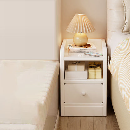 Modern Minimalist Rectangular Plywood Space-Saving Nightstand 1/2-Drawer For Bedroom