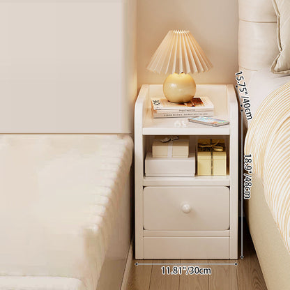 Modern Minimalist Rectangular Plywood Space-Saving Nightstand 1/2-Drawer For Bedroom