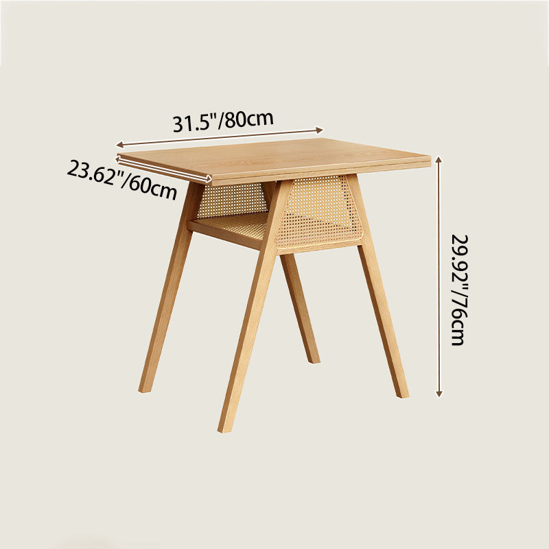 Traditional Chinese Square Rubberwood Backrest Desk & Chair Set For Living Room
