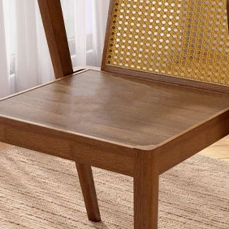 Traditional Chinese Square Rubberwood Backrest Desk & Chair Set For Living Room
