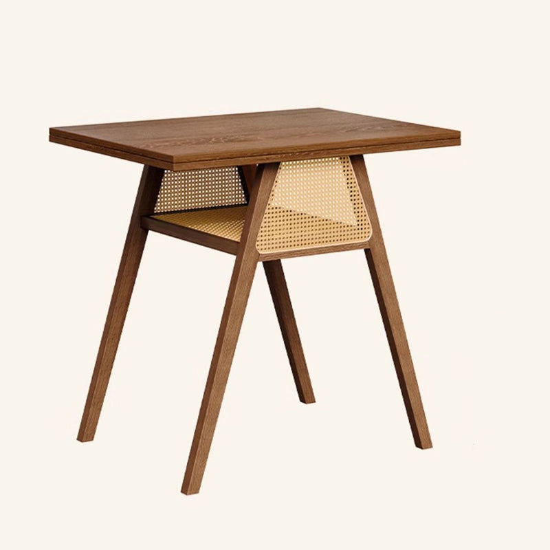 Traditional Chinese Square Rubberwood Backrest Desk & Chair Set For Living Room