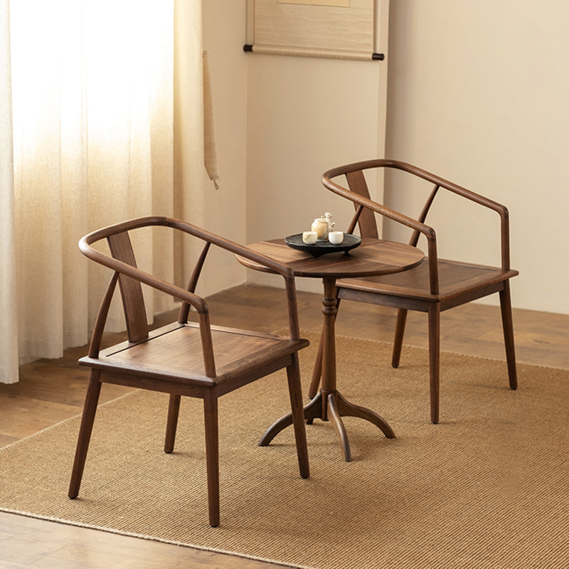 Traditional Vintage Round Black Walnut Side Table For Living Room