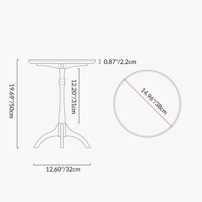 Traditional Vintage Round Black Walnut Side Table For Living Room