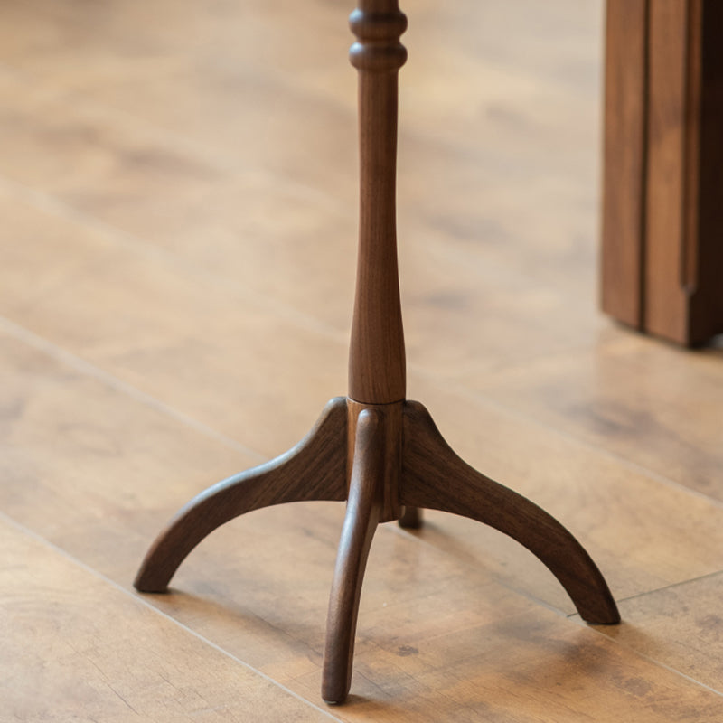 Traditional Vintage Round Black Walnut Side Table For Living Room