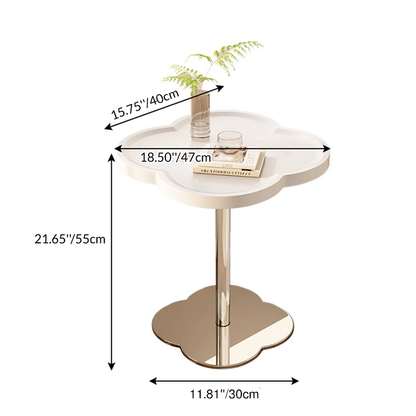 Contemporary Scandinavian Square Medium-Density Fiberboard Tempered Glass Stainless Steel Iron Quatrefoil-Shaped Side Table For Living Room