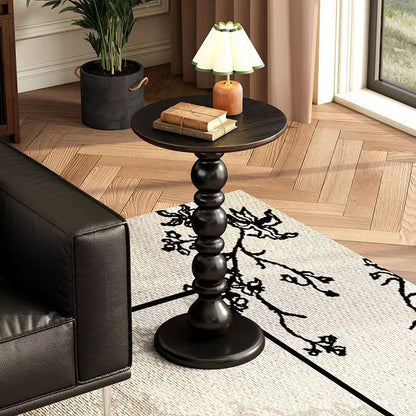 Modern Mid-Century Round Rubberwood Coffee Table 1/2-Tier For Living Room