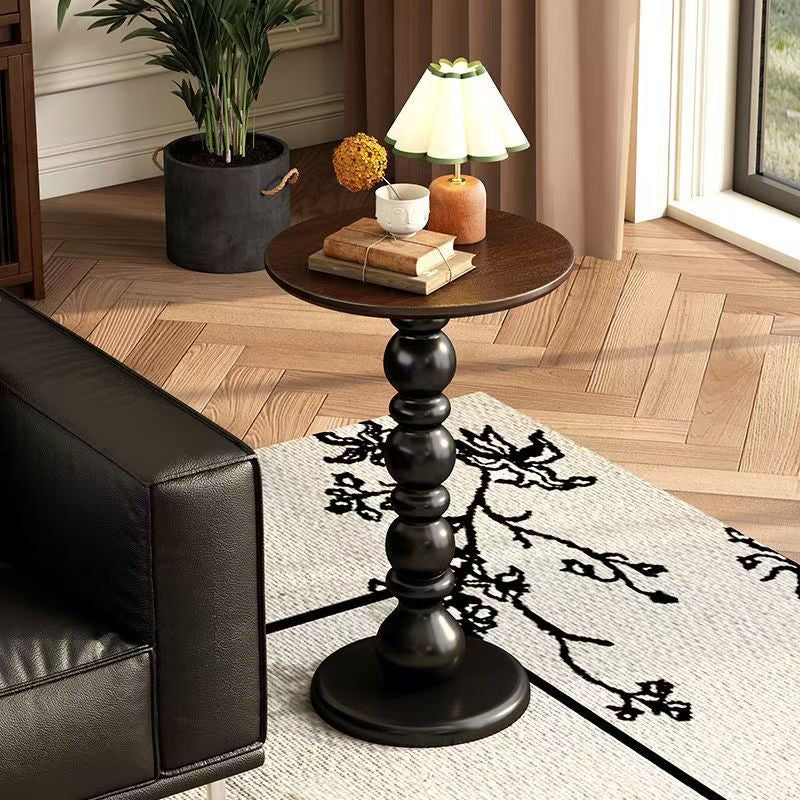 Modern Mid-Century Round Rubberwood Coffee Table 1/2-Tier For Living Room