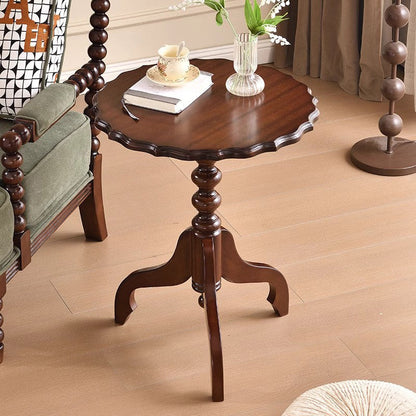 Traditional European Round Plywood Rubberwood Side Table For Living Room