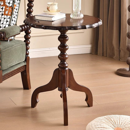Traditional European Round Plywood Rubberwood Side Table For Living Room