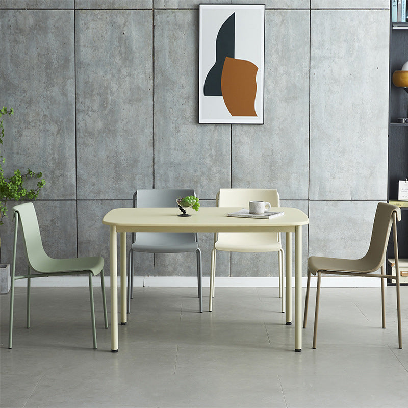 Contemporary Scandinavian Square Medium-Density Fiberboard Iron Dining Table For Dining Room