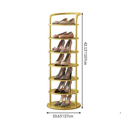 Modern Minimalist Round Iron Carbon Steel Shoe Storage 5/6/7/8-Tier For Entryways