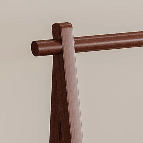 Contemporary Retro Trapezoidal Multifunctional Nan Bamboo Hall Tree Coat Rack With Wheels & Plastic Rattan Laundry Basket For Entryway