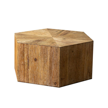 Traditional Vintage Hexagonal Solid Wood End Table With Non-Slip Feet Medium Density Fiberboard Base For Living Room