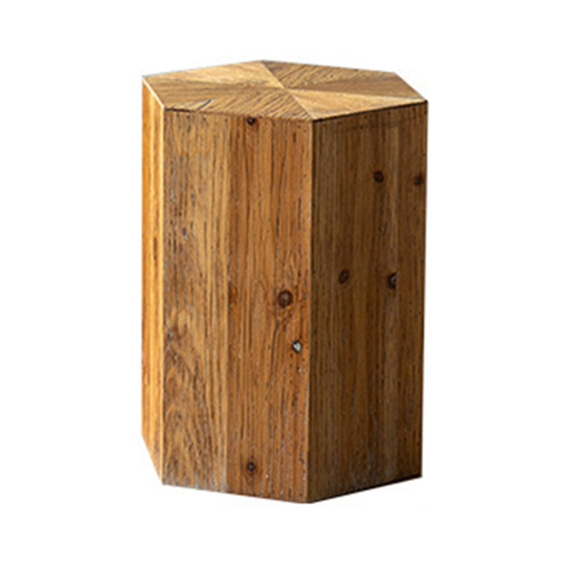 Traditional Vintage Hexagonal Solid Wood End Table With Non-Slip Feet Medium Density Fiberboard Base For Living Room