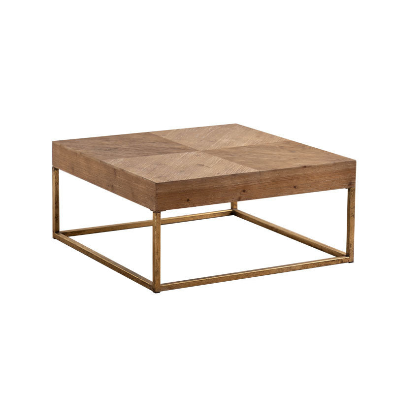 Traditional Vintage Round Square Solid Wood Iron Medium-Density Fiberboard End Table For Living Room