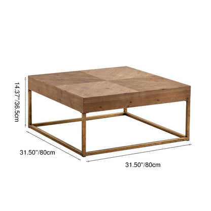 Traditional Vintage Round Square Solid Wood Iron Medium-Density Fiberboard End Table For Living Room